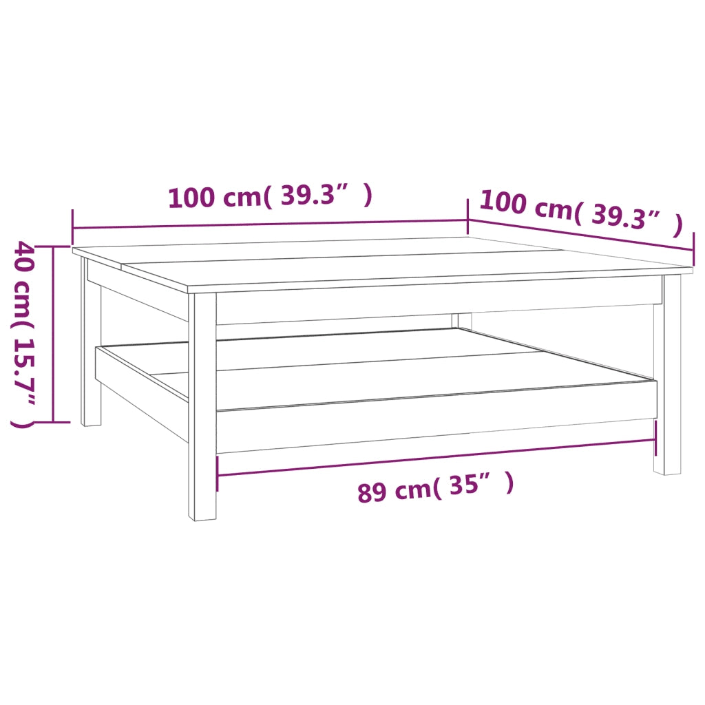 Tavolino da Caff¨¨-Tavolino da soggiorno-Tavolo da Caff¨¨ 100x100x40 cm in legno massello di pino