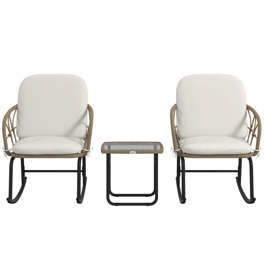 Set Sedie a Dondolo Bistro ¨C zephmum ¨C Polyrattan Creme 2 Pezzi