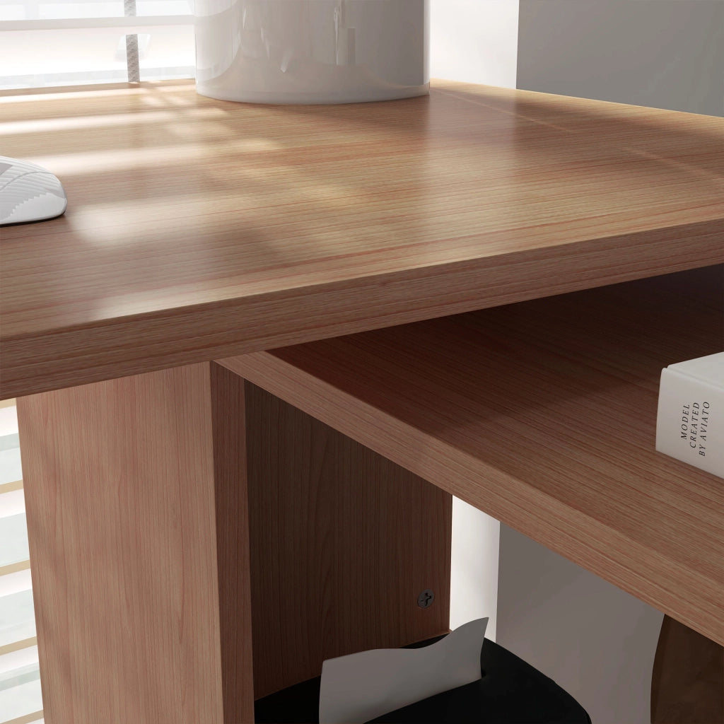 Scrivania Angolare Reversibile con Ripiani e Cassetti in Legno ¨C zephmum ¨C Grigio 120x110x74.5 cm