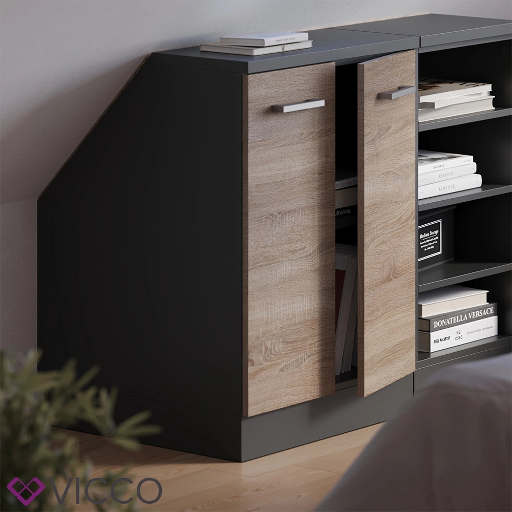 Mobile sottotetto Rion Sonoma/Antracite 60 x 83.8 cm con 2 porte, carcassa 60 cm profondità Vicco