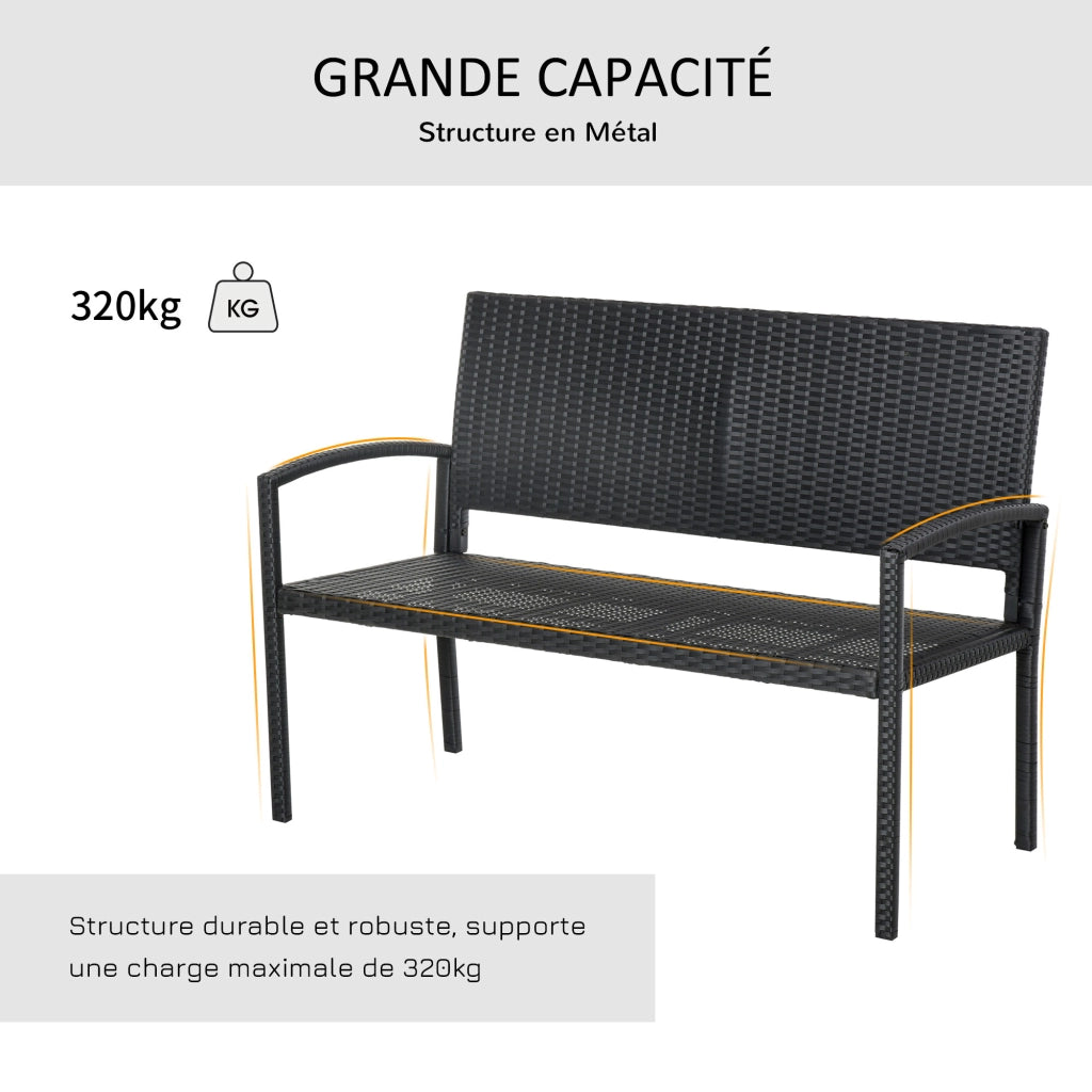 Divano da giardino 2 posti in resina intrecciata ¨C zephmum ¨C nero 120x60x80