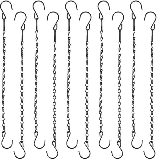 Catenaccio metallico per sospensione di 10 pezzi di vaso da fiori pendente Catena metallica per vasi da fiori, 36 cm per catena per vaso da fiori pendente, vasi da fiori pendenti, per la sospensione di vasi da fiori e vasi per piante, Nero