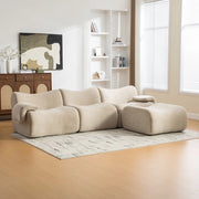 Divano Modulare in Tessuto Chenille ¨C MINIMAL ¨C Grigio Chiaro, Morbido, Antimacchia