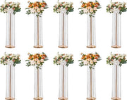 Vasca a Fiore - Supporto per Fiori - Vaso di Cristallo - Supporto Metallico per Decorazione Bar Hotel Ristorante Matrimonio - 20 X 20 X 90 cm - Set da 10