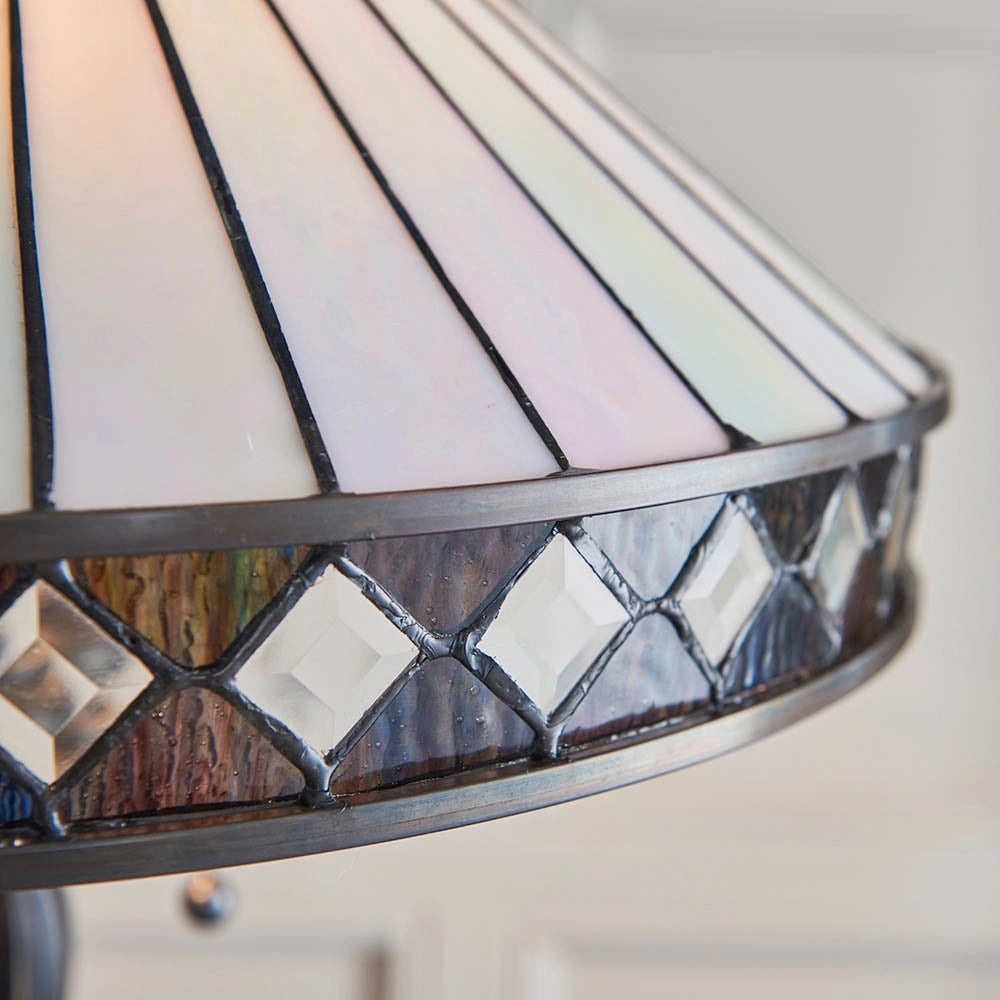 Lampada da terra Tiffany FARGO vetro 2xE27 tiranti