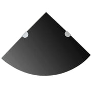 Mensola angolare con staffe cromate e vetro nero 35 x 35 cm 2702221/2