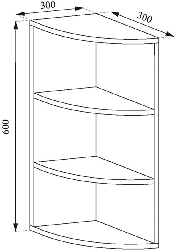 Libreria angolare da terra Ecki, Bianco, 30 x 60 cm, per montaggio a parete con tre ripiani aperti