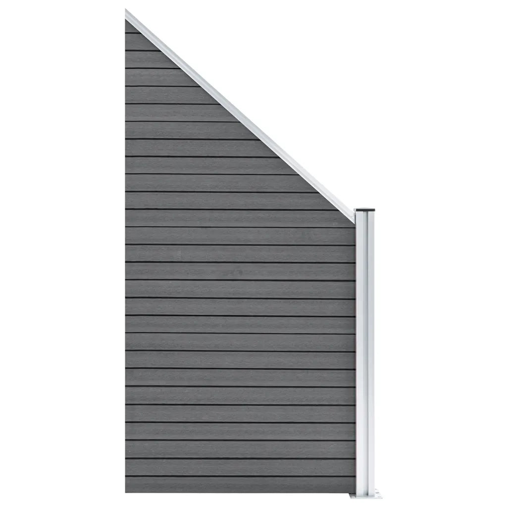 Pannelli Recinzione WPC 2 Quadrati 1 Inclinato 446x186 cm Grigi 3053234