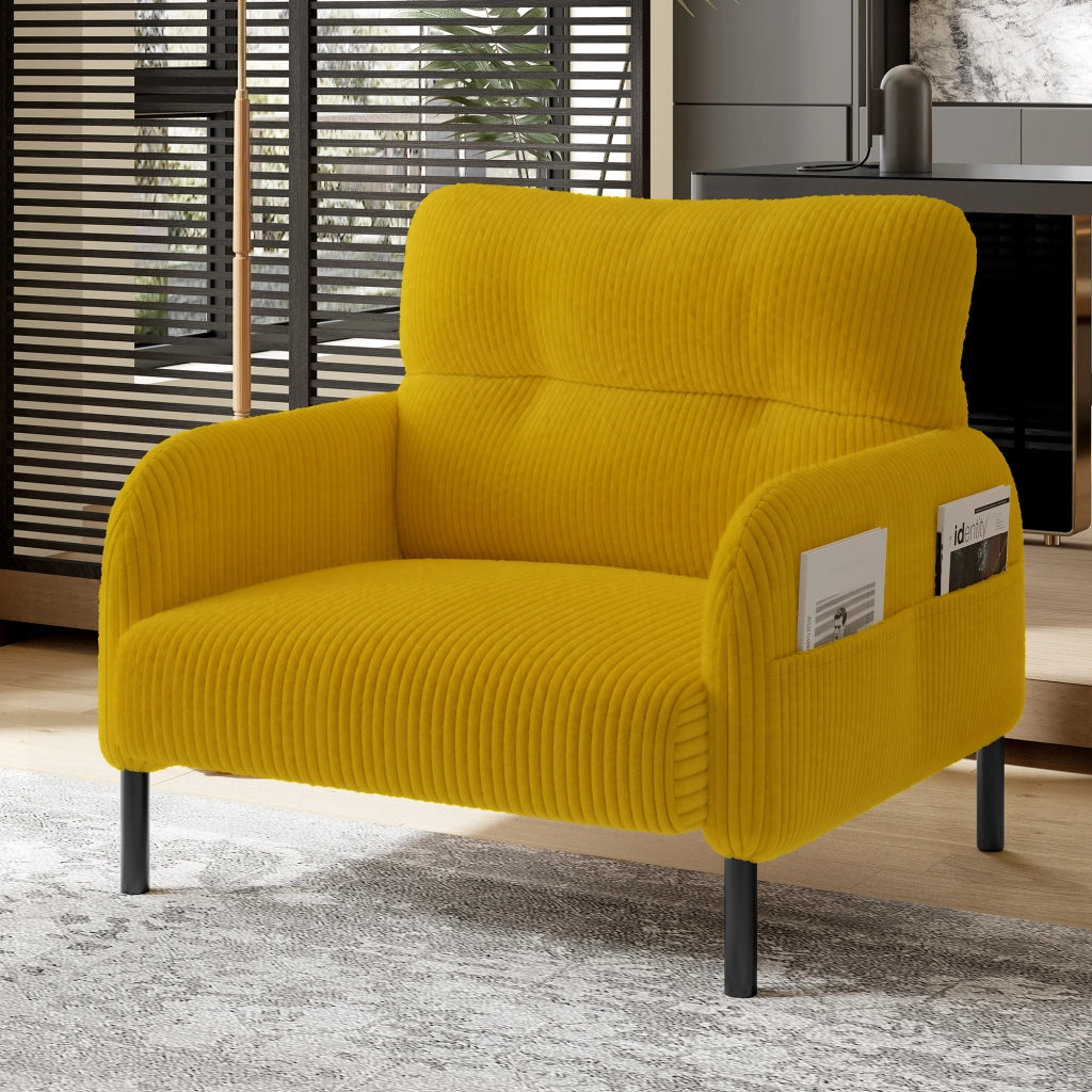 DIVANO Set da 3 pezzi in cord giallo 120 x 75 x 79 cm