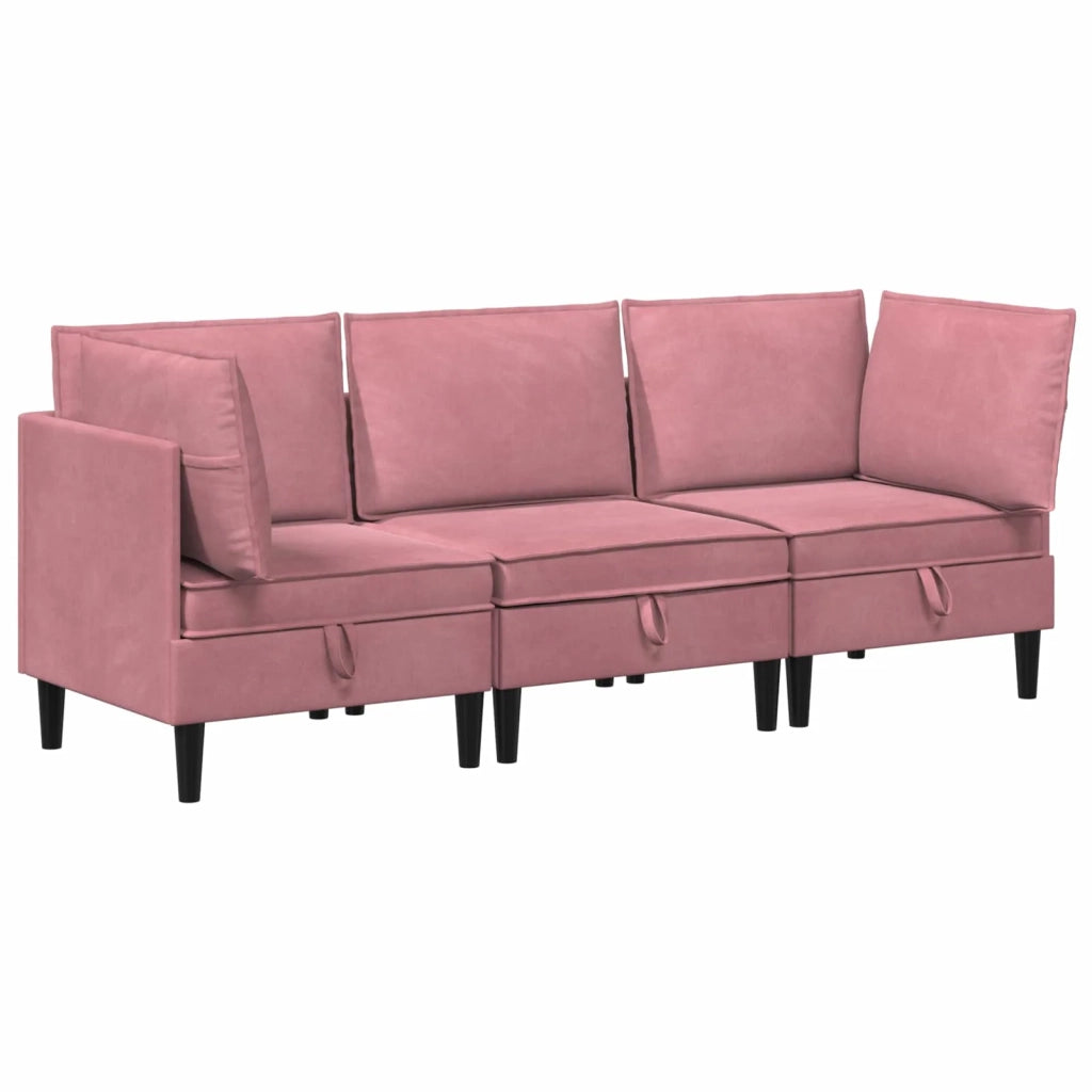 Set di mobili per il soggiorno con cuscino 3 pcs Rosa Velluto
