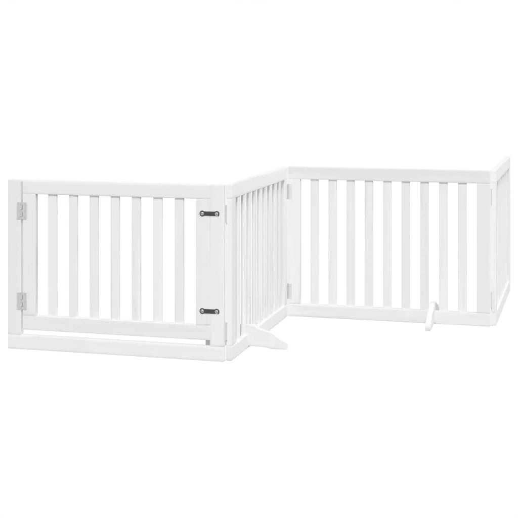 Cancelletto di sicurezza per animali domestici porta pieghevole 6 pannelli legno di pioppo bianco 02_0023235