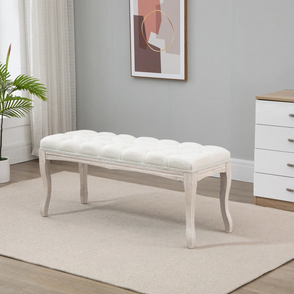 Bancale letto imbottito in lino con testiera ¨C zephmum ¨C beige 110 cm