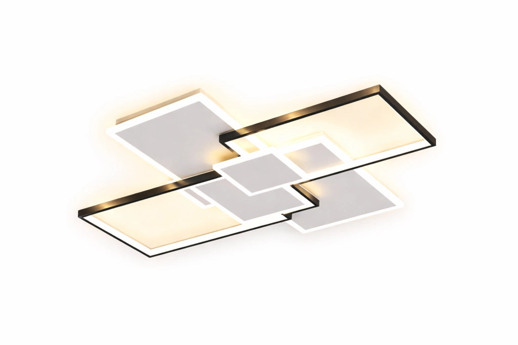 Plafoniera LED 83W Dimmerabile Bluetooth con App, 6640 Lumen, Soffitto Moderna Rettangolare, Telecomando Incluso, Luce Calda Naturale Fredda Regolabile, 270°