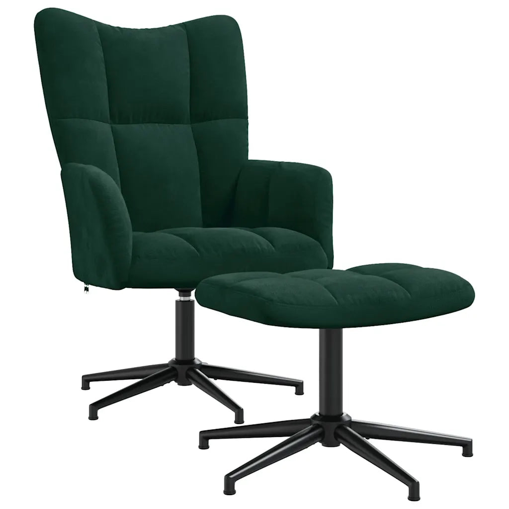 Poltrona Relax con Poggiapiedi Verde Scuro in Velluto 328108
