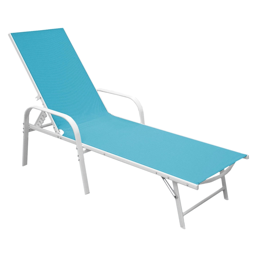 Set di 2 lettini SARDINIA in textilene blu - struttura bianca