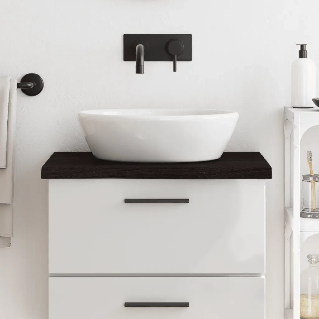 Piano Bagno Marrone Scuro 60x50x(2-4)cm Legno Massello Trattato 3156204