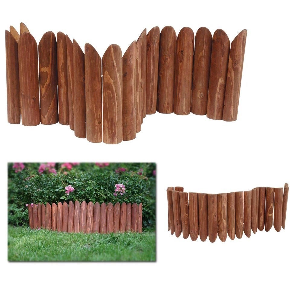 Multipack 4 pz bordo ornamentale per giardino in legno ciliegio mezzo trochetto