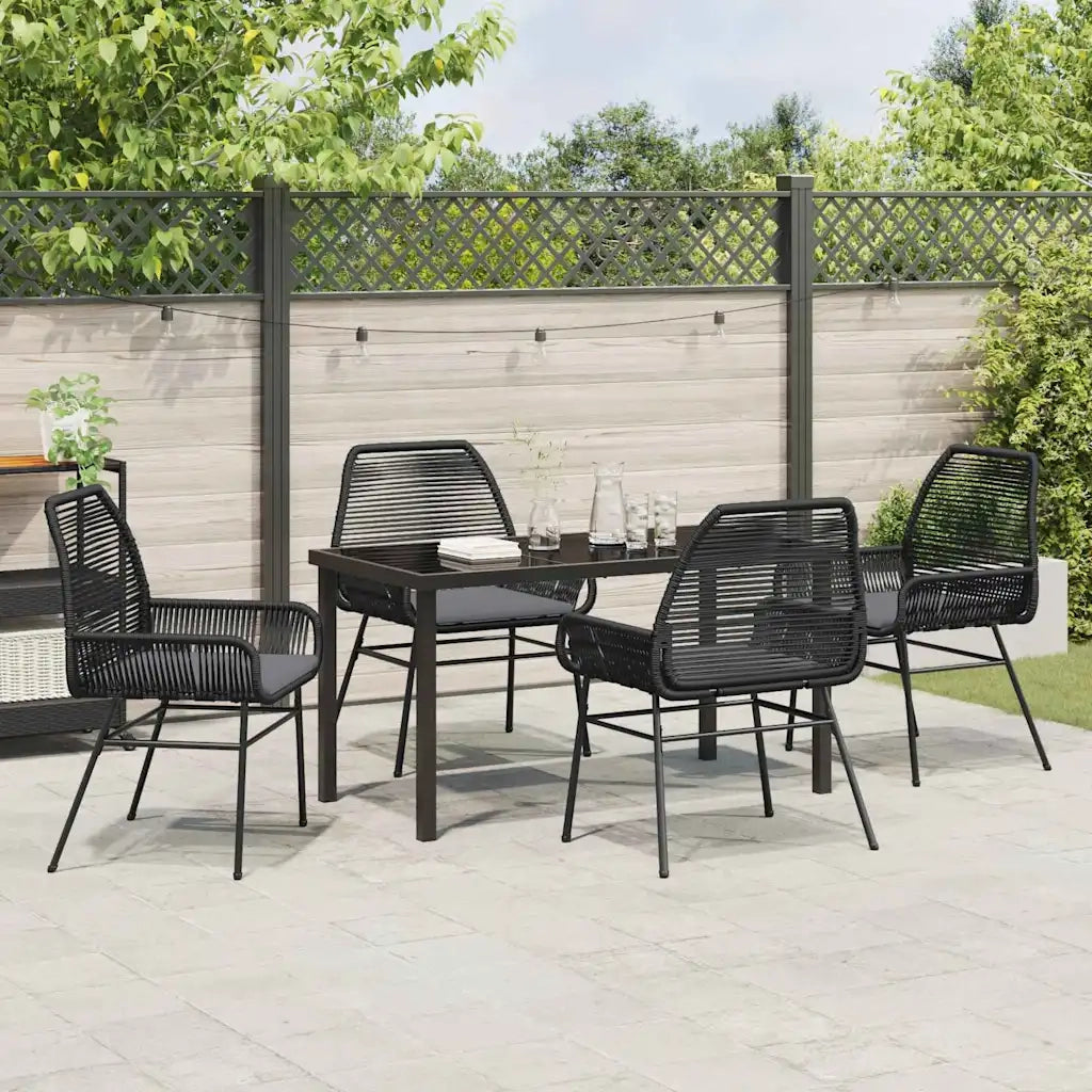 Set da Pranzo per Giardino con cuscino 5 pcs Nero polyrattan 3380871