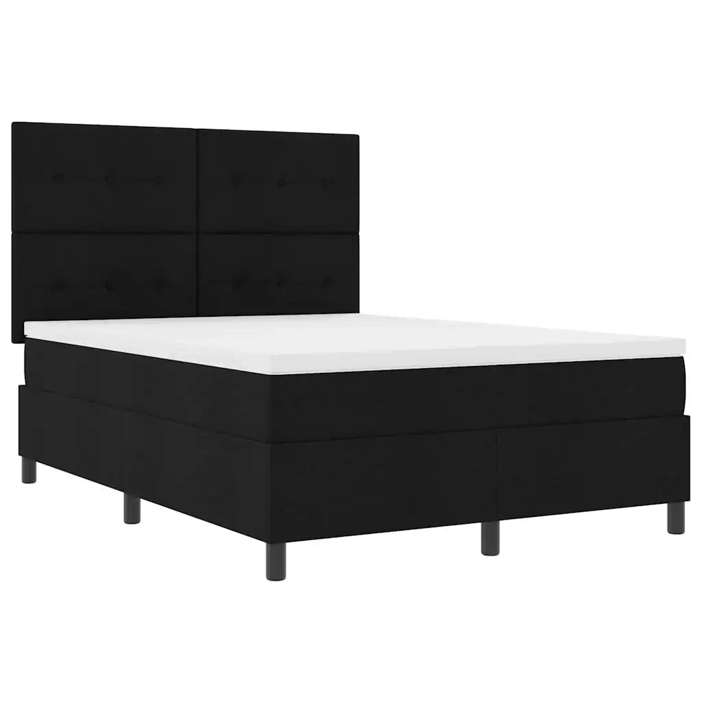 Letto a molle con materasso con led Nero 140 x 190 cm Tessuto