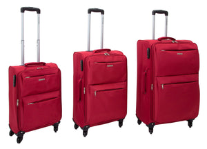 Set 3 Valigie Trolley Morbide in Poliestere 4 Ruote TSA Ravizzoni Singapore Rosso Mattone