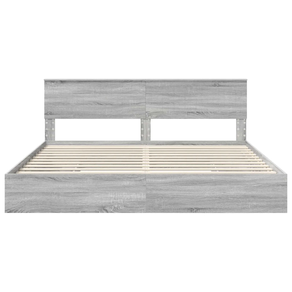 Letto matrimoniale | Letto per adulti | Letto con Contenitore con testiera Grigio Sonoma 200 x 200 cm