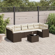 Set Divani da Giardino 8 pz con Cuscini Marrone in Polyrattan 3218733
