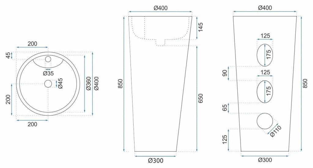 Lavabo Monolitico Blanka Natural Matt