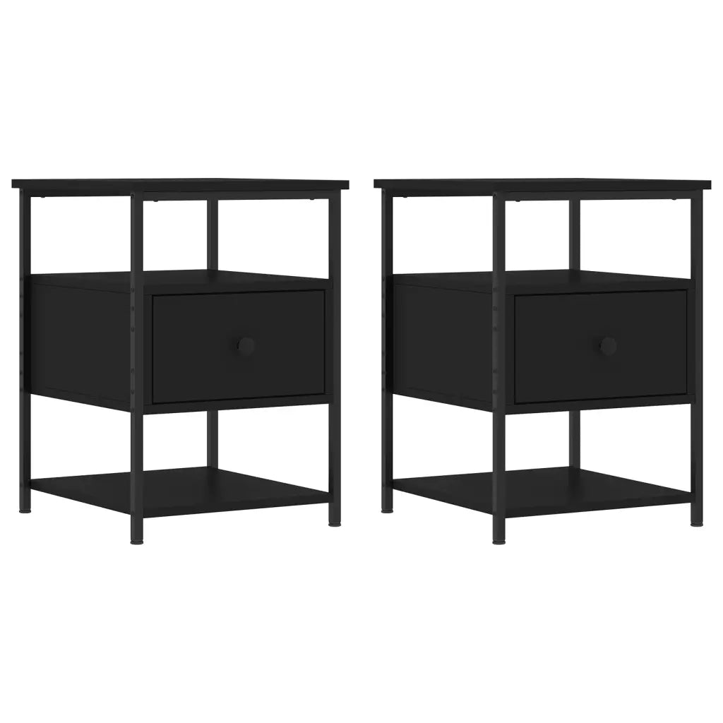 Comodini 2pz Neri 40x42x56 cm in Legno Multistratocod mxl 78383