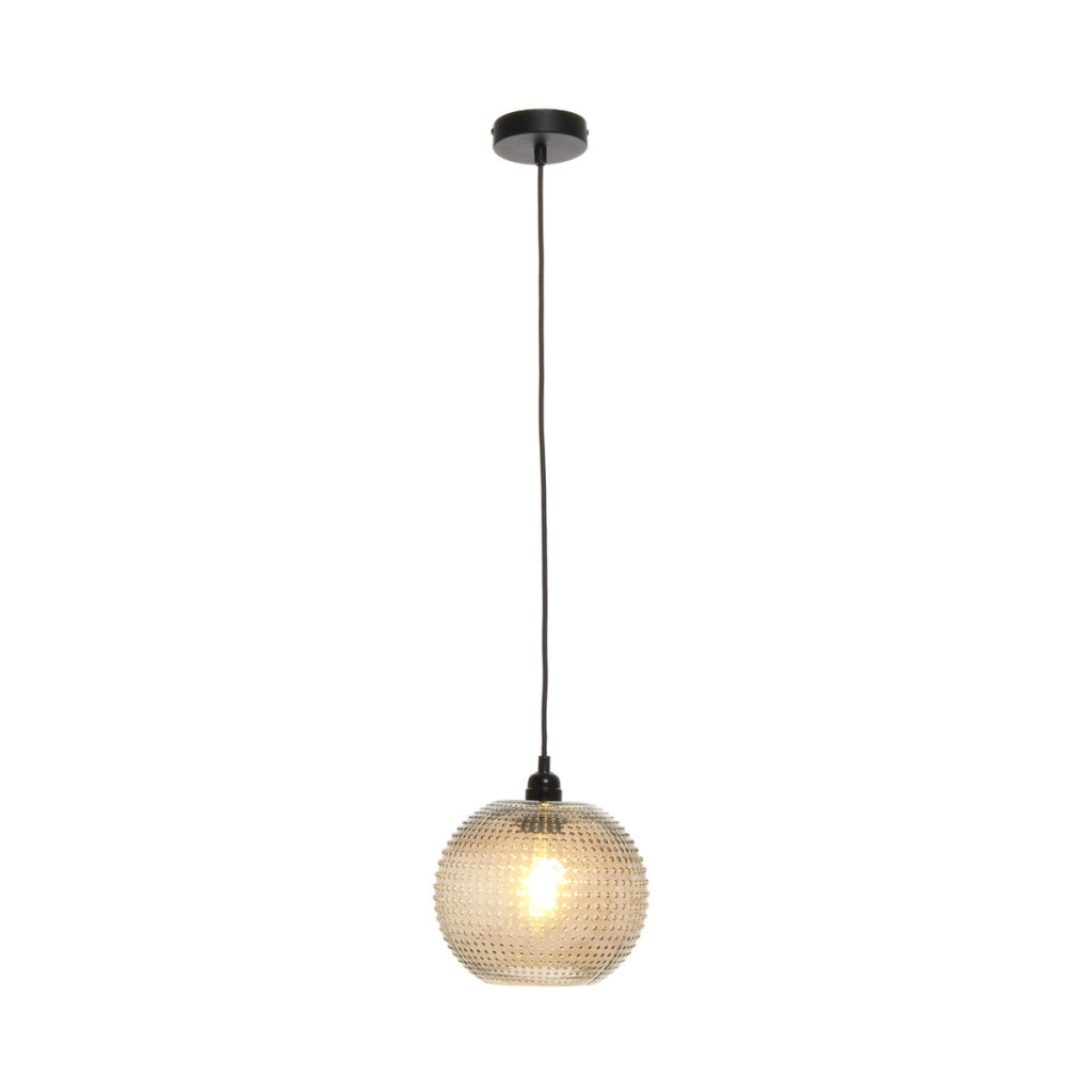 Lampada a sospensione Saturn in vetro grigio fumo