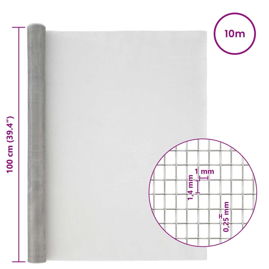 Rete per schermatura 100 x 1000 cm 18 Mesh Argento 42039621