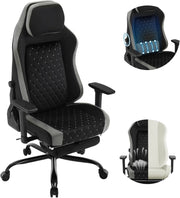Sedia Gaming, Sedia da Corsa con Spugna Integrata a Lunga Durata e Supporto Lombare Adattivo Incorporato, Velluto, Nero + Grigio, GS05szg