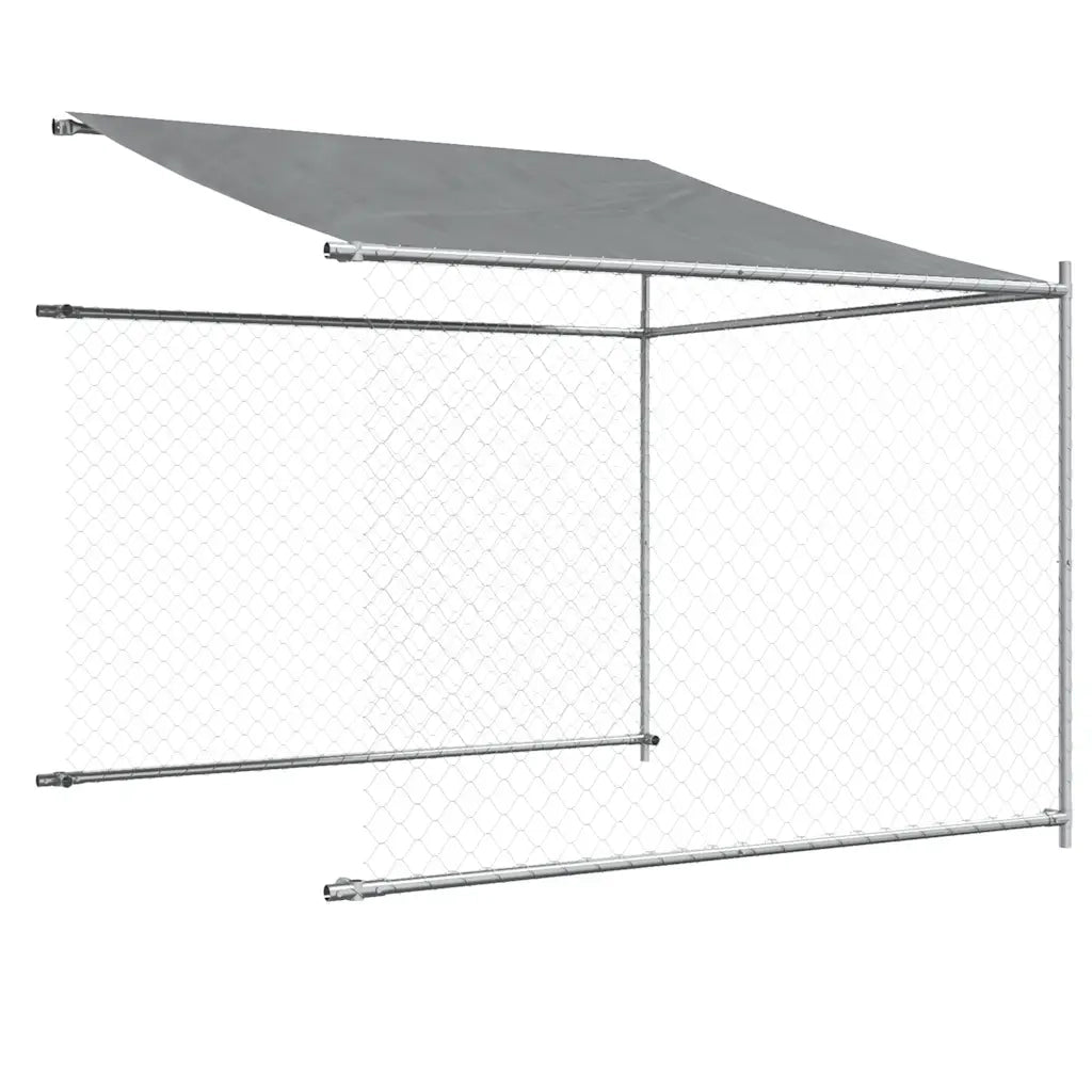 Gabbia Cani con Tetto e Porta Grigia 6x2x2 m in Acciaio Zincato CFW1793698