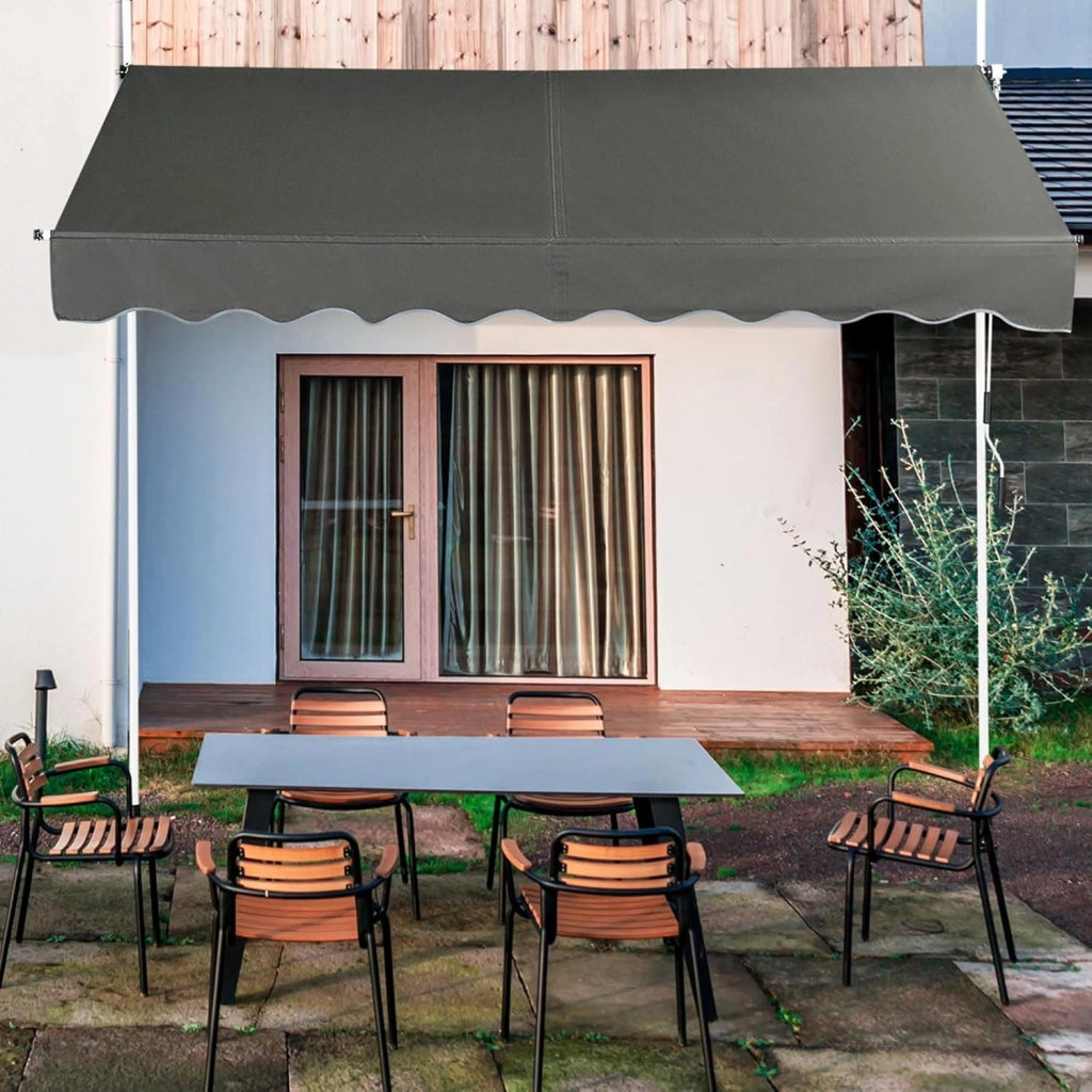 Tenda da Sole per Balcone, Tenda da Sole a Morsetto per Esterno, Regolabile in Altezza, Telaio Telescopico Senza Forare, Telo Resistente ai Raggi Solari (200 cm, Grigio)