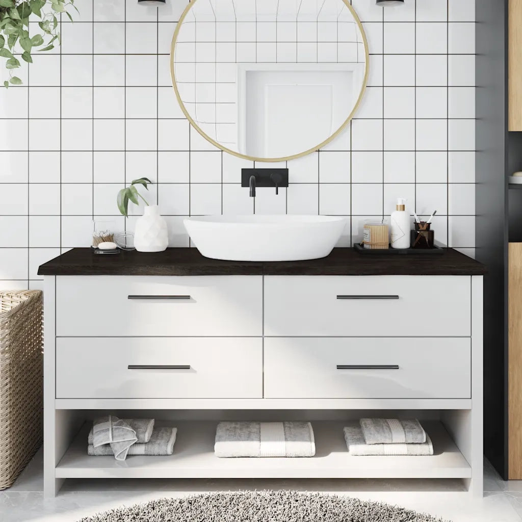Piano Bagno Marrone Scuro 160x60x(2-4)cm Legno Trattato 3156255