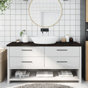 Piano Bagno Marrone Scuro 160x60x(2-4)cm Legno Trattato 3156255