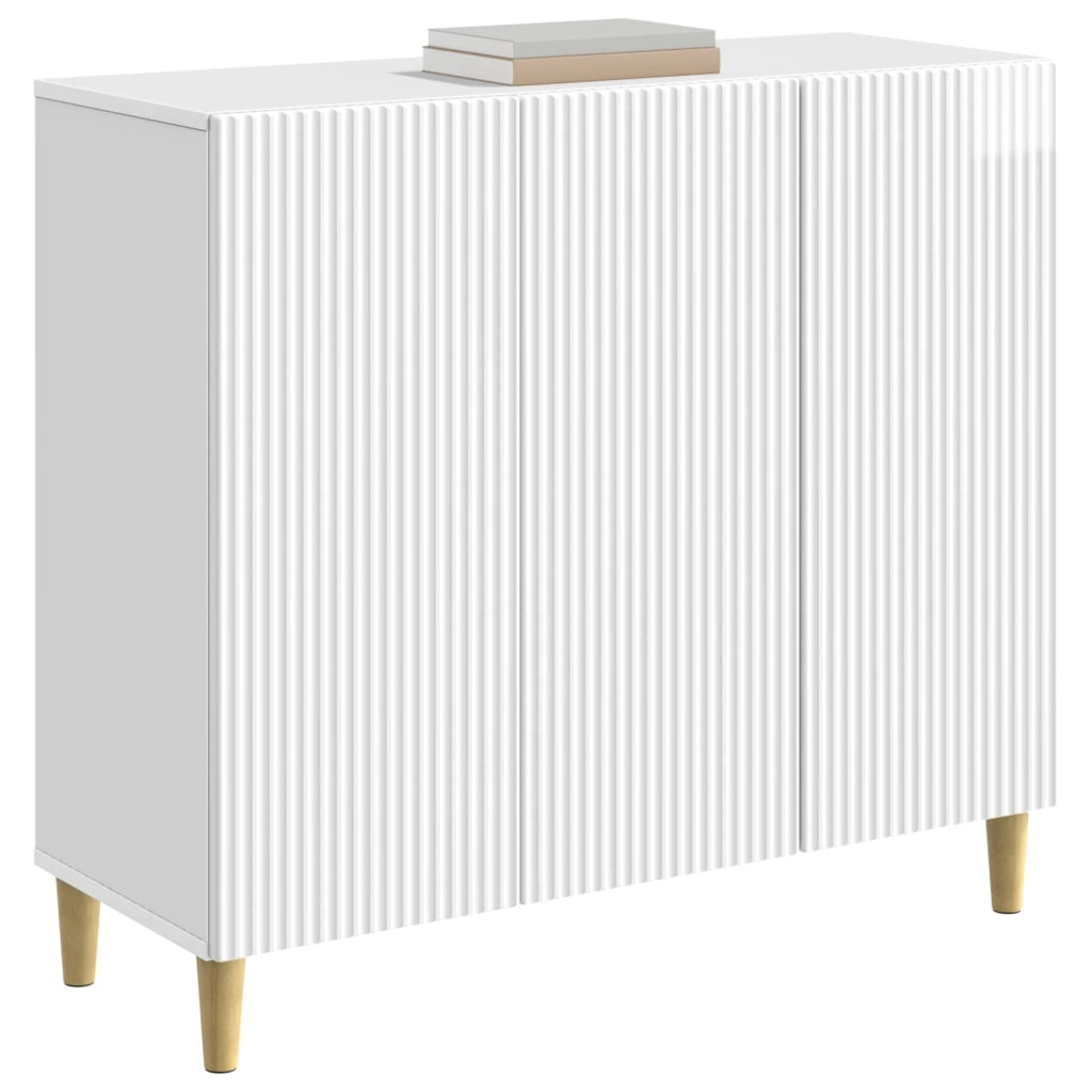 Credenza Bianco Lucido 89 x 34,5 x 80 cm Legno ingegnerizzato