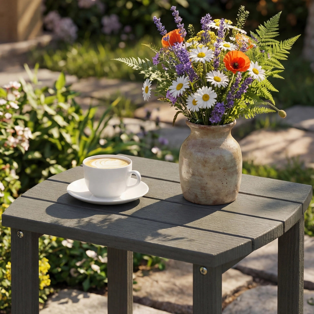 Tavolo da giardino tavolo da balcone impermeabile in HDPE tavolo da pranzo tavolo da campeggio esterno per terrazza giardino balcone 48x37x46 cm Grigio