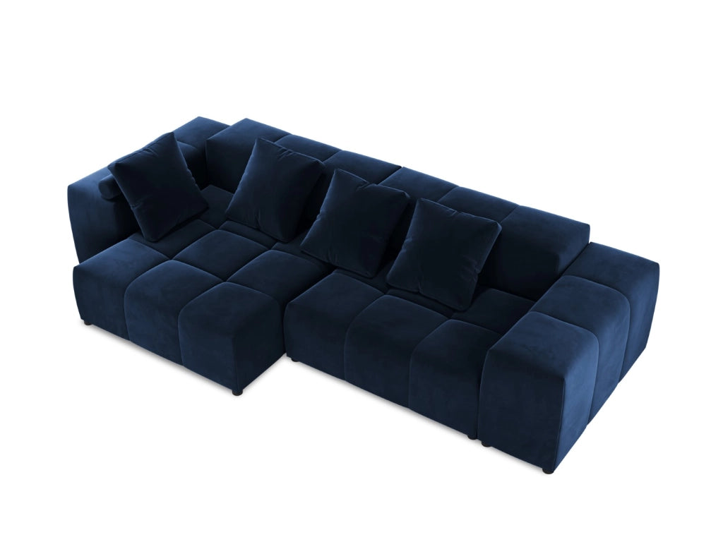 Cosmopolitan Design - Divano angolare modulare reversibile "Rome" 4 posti in velluto blu reale 