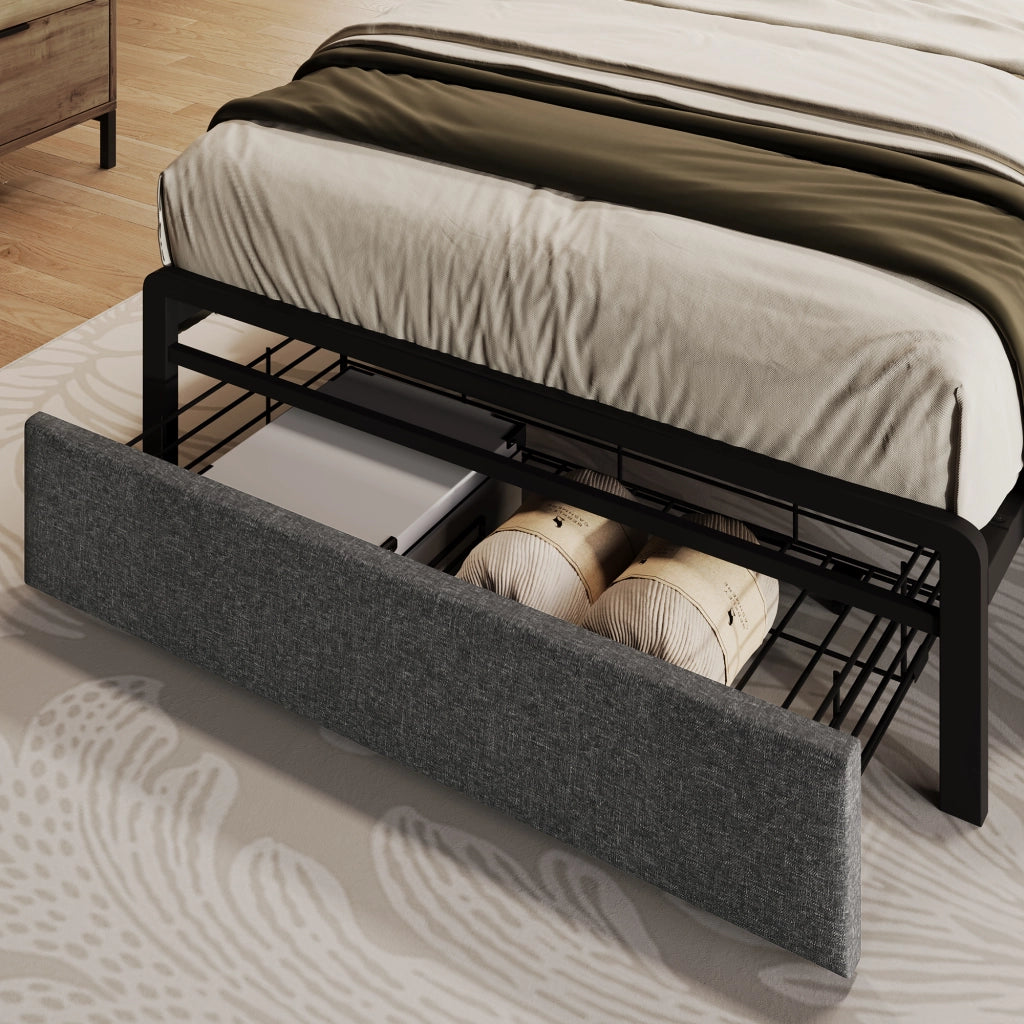 Letto Matrimoniale con Comodini; Lampada da Lettura; USB e USB-C; Panca Contenitore 180×200 cm; senza Materasso