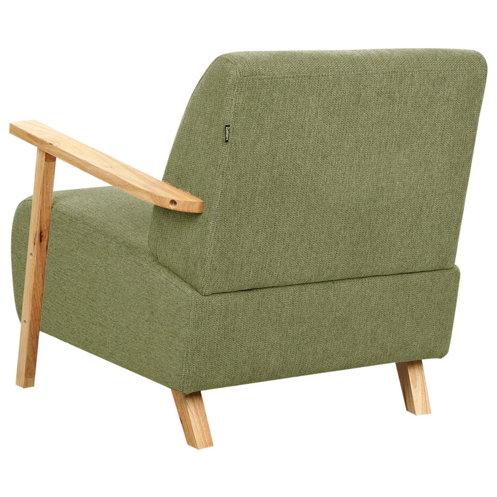 Poltrona Verde Tessuto Gambe in legno con braccioli Soggiorno moderno minimalista