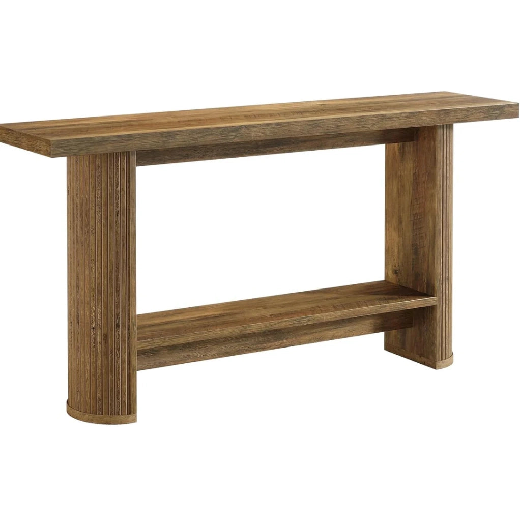 Tavolo consolle stretto in legno ingegnerizzato marrone dal design moderno