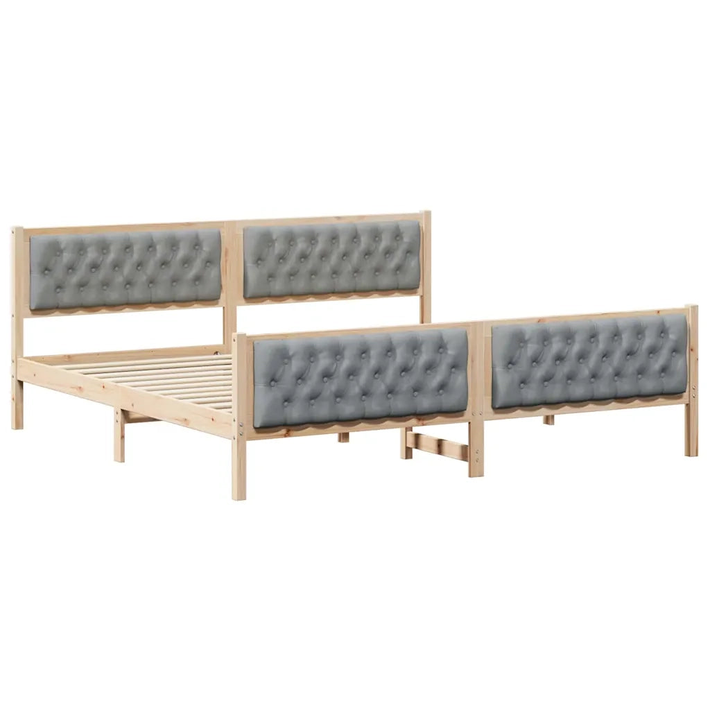 Struttura del letto Grigio chiaro 200 x 200 cm Pino massello