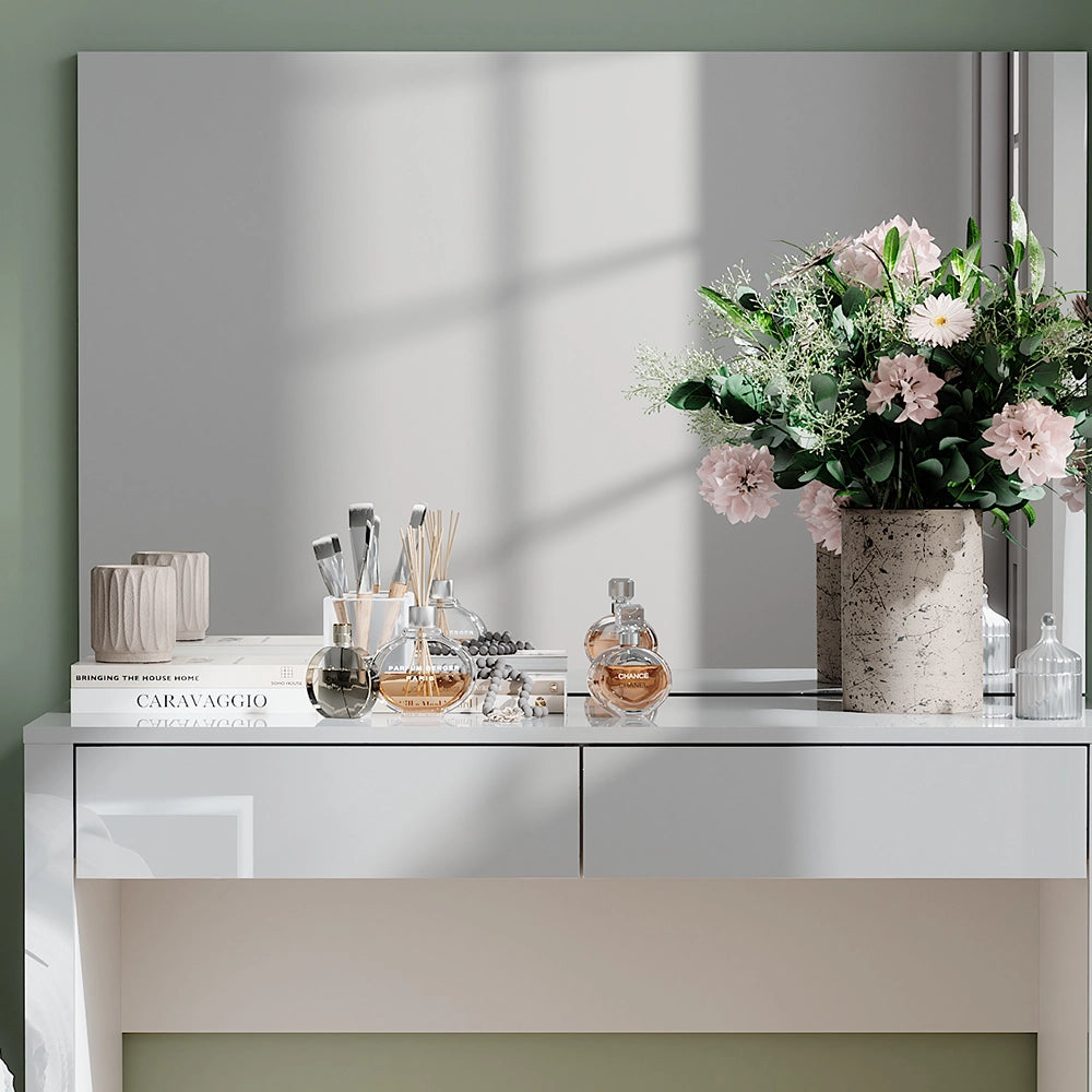 Vicco Tavolo da toilette Bianco lucido/bianco 110 cm con specchio