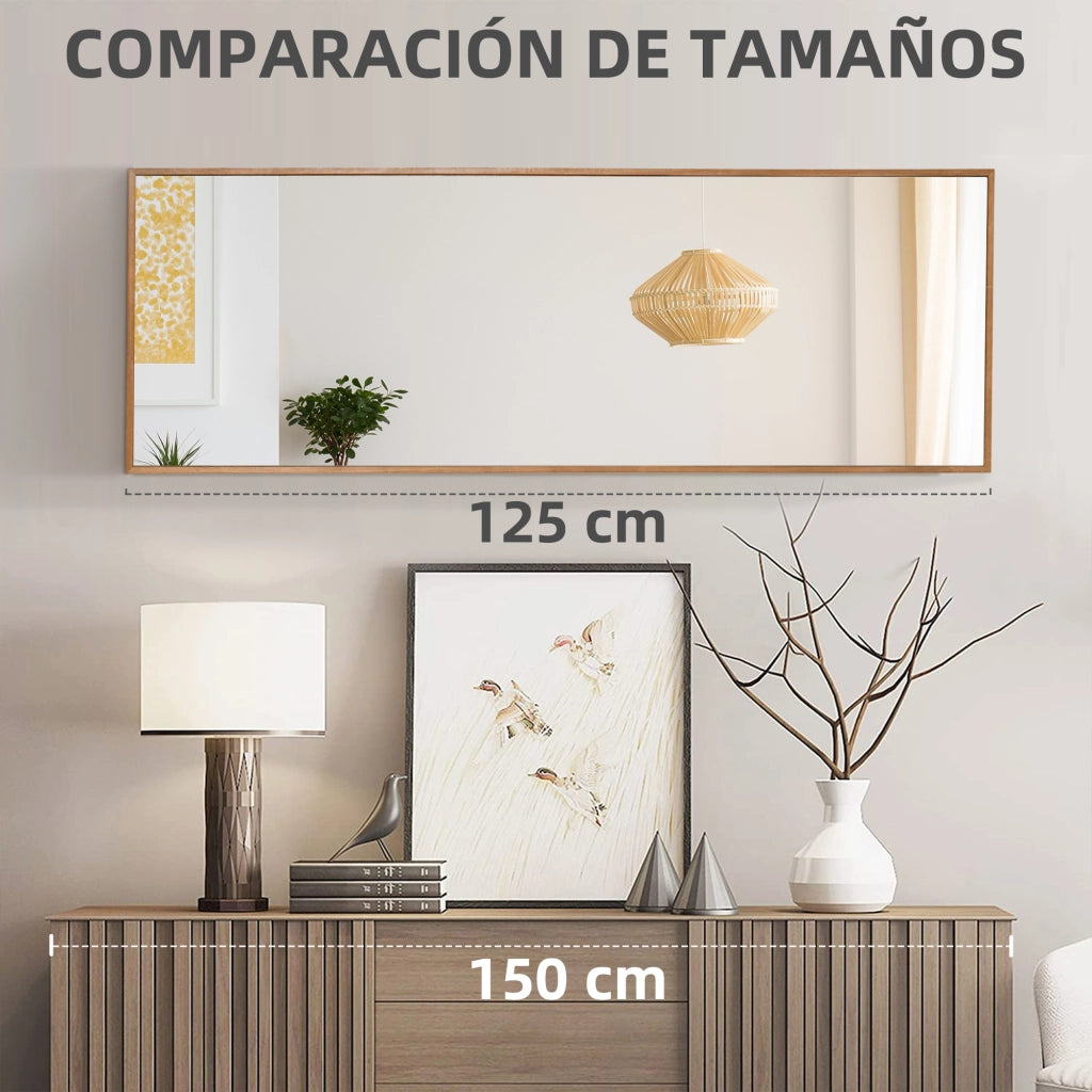 Specchio da Parete Grande ¨C zephmum ¨C Legno Naturale 45x125 cm
