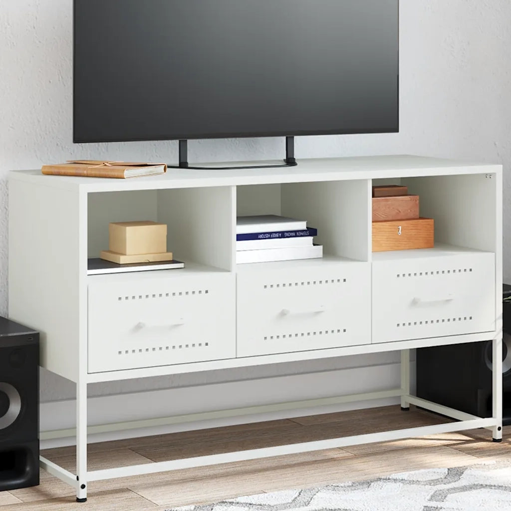 Mobile TV | Armadietto TV | Mobile Porta TV Bianco 100,5x39x60,5 cm in Acciaio