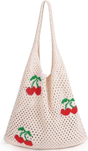 Borsa in maglia - Grande capacità borsa da donna con borsa a mano estetica, borsa hippie in maglia sulle spalle con cod. 123456, modello A123, misura 35x30x15 cm, peso 0,5 kg, materiale: cotone 80% - poliestere 20%