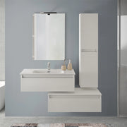 Mobile bagno sospeso 80 cm rovere bianco con 2 cassetti e pensile Nadia