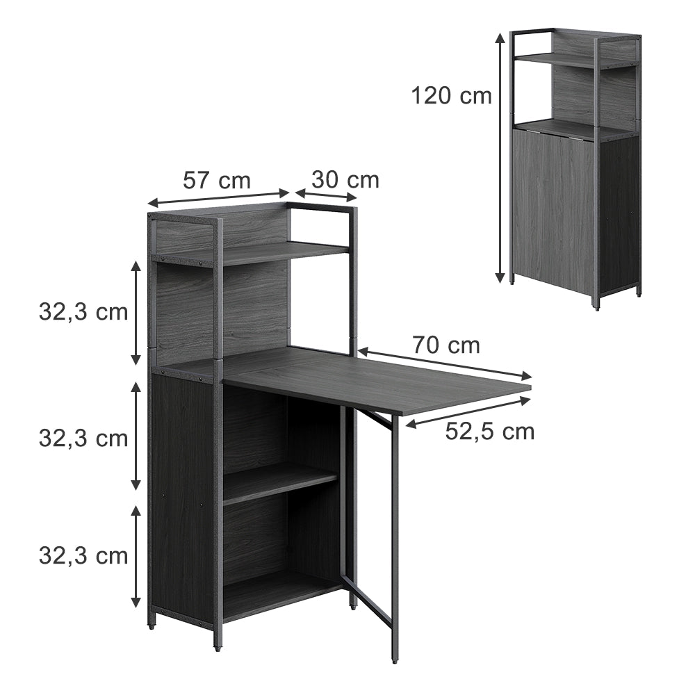 Vicco Scrivania Nero 57 x 30 cm con piano del tavolo pieghevole