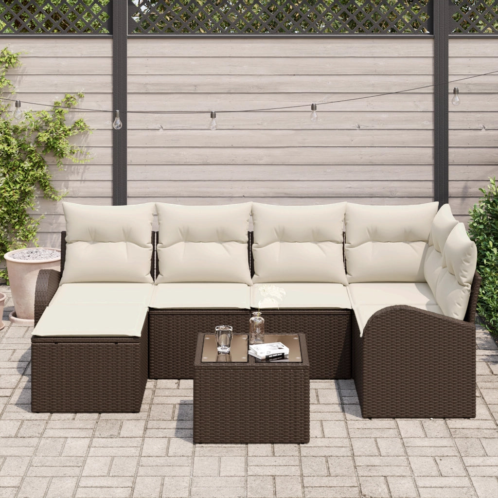 Set Divano da Giardino 6 Pezzi con Cuscini Grigio Rattan Sintetico