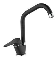 Miscelatore per cucina in ottone finitura granito nero, canna a ponte